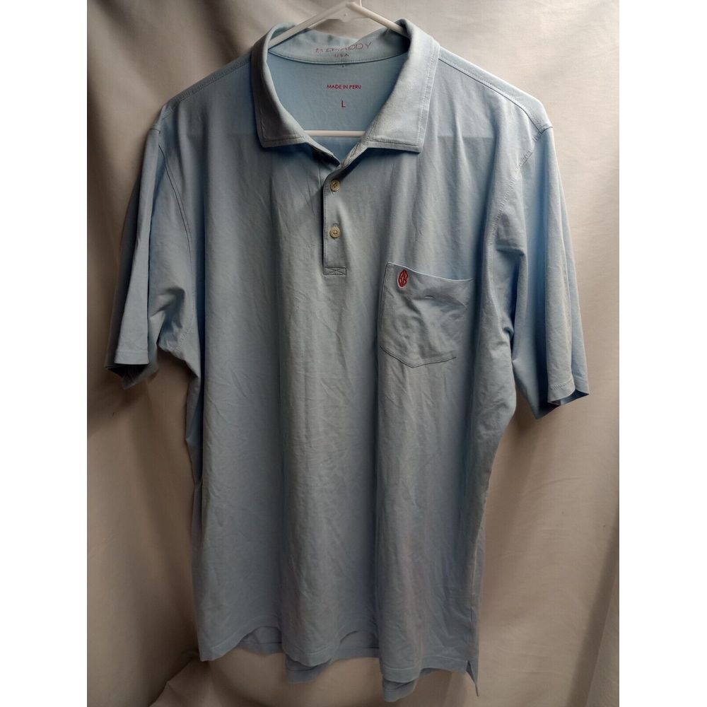 B Draddy‎ Shirt Mens Short Sleeve Large Blue Polo Golf